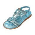 thumbnail image 1 of MIASHUI Girls Princess Sandals Kids Rhinestone Elastic Ankle Strap Casual Beach Shoes,Blue,11.5-12 Years, 1 of 8