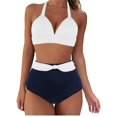 thumbnail image 1 of Womens Two Piece Swimsuits Halter Neck Top High Waisted Bathing Suits Tummy Control Bikini Swimwear, 1 of 3