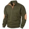 thumbnail image 1 of Fengqque Chandail à Capuchon à Col Montant pour Homme d'Automne, Veste en Tricot à Blocs de Couleur, Chandail à Capuchon à Boutons, Vert Armée 4(S), 1 of 4