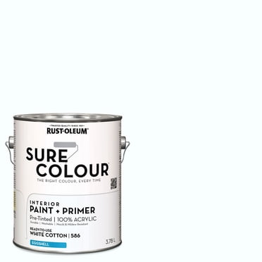 Rust-Oleum Sure Colour™ Peinture + Apprêt, Intérieur Coquille d'oeuf, Coton Blanc 3,78L