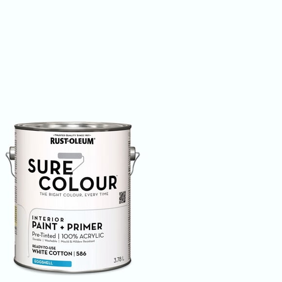 Rust-Oleum Sure Colour™ Paint + Primer, Interior Eggshell, White Cotton 3.78 L