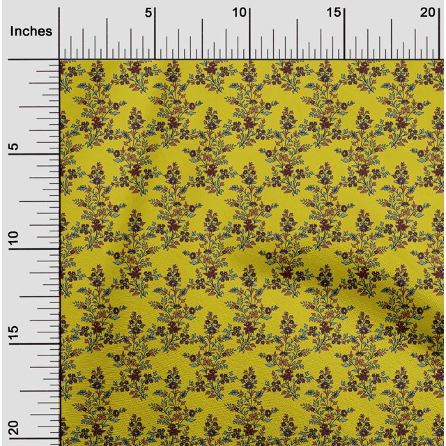 oneOone Cotton Silk Fabric Leaves & Floral Block Decor Fabric Printed BTY 42 Inch Wide