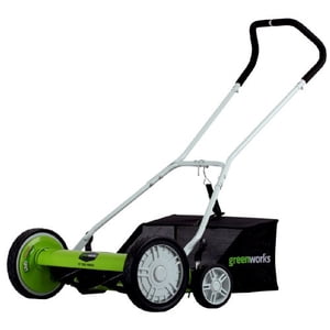 Greenworks 25072 20-Inch 5-Blade Poussez la tondeuse à gazon avec attrapeur d'herbe