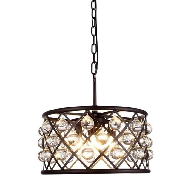 Elegant Lighting Madison 16" 4 Light Royal Crystal Pendant Lamp