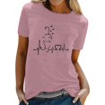 thumbnail image 1 of TSADFHJI T-Shirt en Coton pour Femmes Femmes Printemps Été Chats Imprimé Manches Courtes Col Rond T-Shirt Haut TTG, 1 of 5