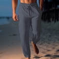 thumbnail image 1 of Pants for Men, Mens Fashion Drawstring Elastic Waist Solid Color Casual Length Pants, 1 of 6