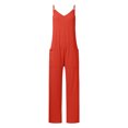thumbnail image 5 of TrendOFT Jumpsuits For Women Casual Summer Solid Loose Pocket Spaghetti Strap Wide Leg Womens Overalls Rompers Red XXL, 5 of 5