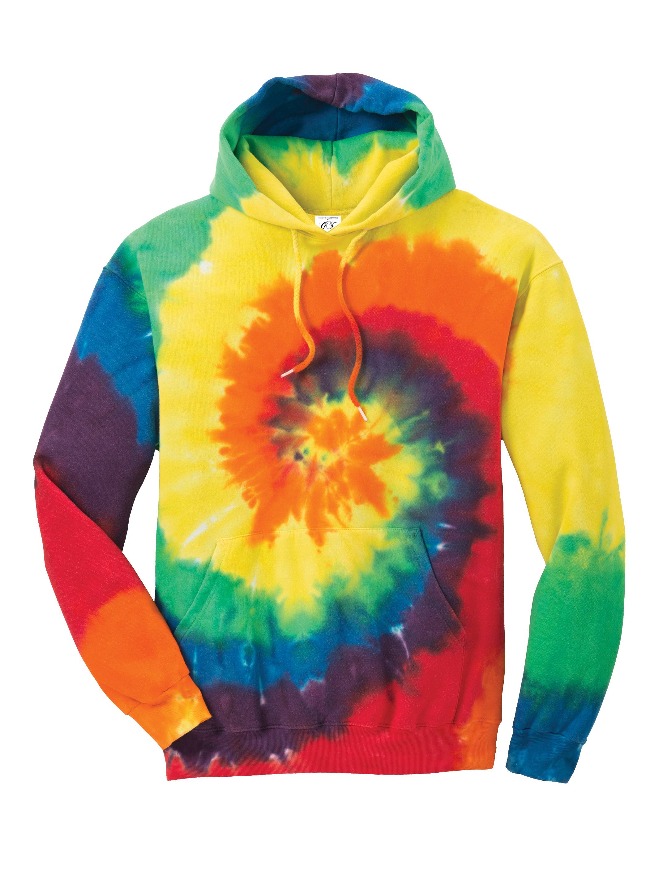Gravity Threads Mens Tie-Dye Pullover Hoodie Sweater - Rainbow - Medium