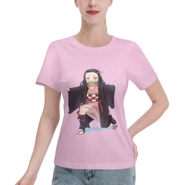 T-Shirt Basique à Manches Courtes pour Femmes Demon Slayer Blade Nidouzi