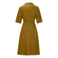 thumbnail image 5 of CEHVOM Robe Décontractée pour Femme en Coton et Lin, Couleur Unie, Manches Mi-Longues, à Lacets, Col à Revers, Solde, 5 of 5