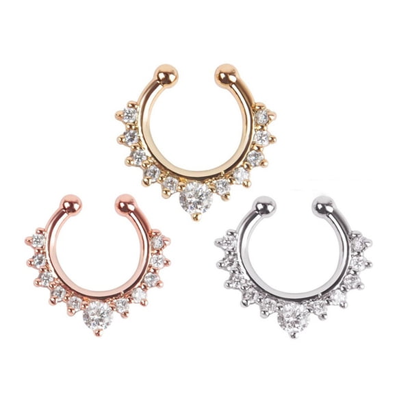Septum Nose Rings Hoop Stainless Steel Faux Lip Ear Nose Septum Ring Non Piercing Clip on Nose Hoop Rings Body Piercing Jewelry