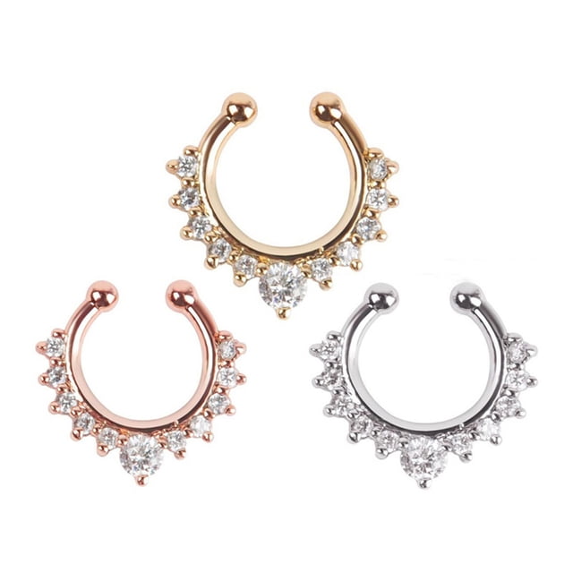 Septum Nose Rings Hoop Stainless Steel Faux Lip Ear Nose Septum Ring Non Piercing Clip on Nose Hoop Rings Body Piercing Jewelry