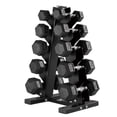thumbnail image 1 of HolaHatha 5, 8, 10, 12 & 15 lb Hexagonal Dumbbell Weight Set with Rack, Black, 1 of 11