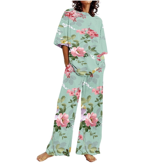 Hauts à Manches Courtes pour Femmes Costume d'Été Mode Short Imprimé Pantalons Colorés Costume Décontracté Deux Pièces Hauts à Manches Courtes pour Femmes Hauts d'Été pour Femmes avec Manches