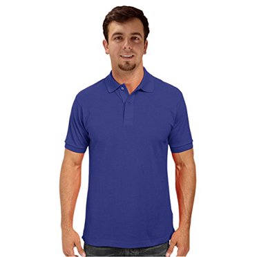 Peach Couture Mens Short Sleeve Classic Pique Polo Shirt Blue Medium
