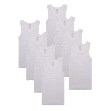 Buyless Fashion Camisoles Garçon à Encolure Dégagée Sans Étiquette en Coton Doux (Lot de 8)