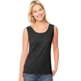 thumbnail image 1 of Hanes Women`s Mini-Ribbed Cotton Tank, 2XL, Black, 1 of 2