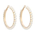 thumbnail image 1 of Hoop Earrings Dainty Fake Pearl Circle Dangle Earrings Geometric Drop Earrings, 1 of 10