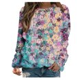 thumbnail image 2 of Qertyioot Hauts de Mode pour Femmes, Chemisier Chandail à Manches pour Dames à Col Rond Imprimé, 2 of 5