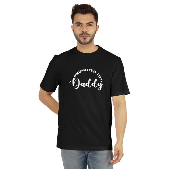 Inkmeso T-Shirt à Col Rond pour Hommes avec Imprimé Graphique Promoted To Daddy€ pour Papa pour la Première Fois