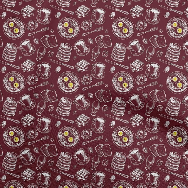 oneOone Georgette Viscose Maroon Fabric English Breakfast Sewing Material Print Fabric By The Yard 42 Inch Wide