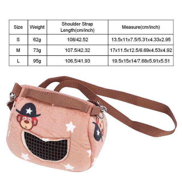 Hamster Outgoing Bag, Pet Carrier Bag, Flannelette Three Sizes Guinea Pig Chinchilla For Small Pets Squirrel