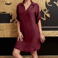 thumbnail image 2 of HAJGJP Robes pour Femmes Grande Taille Robe pour Femme en Lin Col Envoy Uni Plage Décontractée Robe Ample, 2 of 2