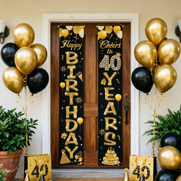 Birthday Party Decorative Door Curtain 40th Birthday Hanging Decoration for Doorway