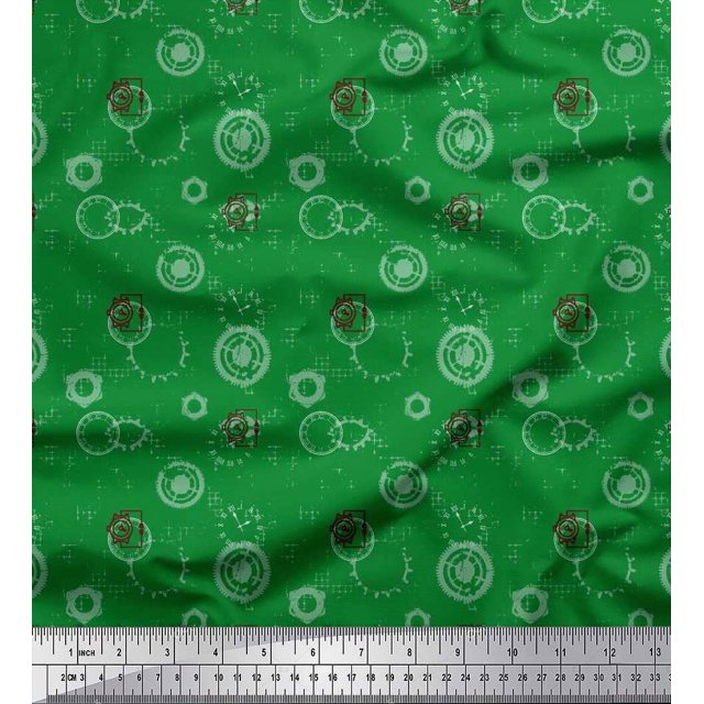Soimoi Cotton Poplin Fabric Watches & Texture Decor Fabric Printed Yard 42 Inch Wide