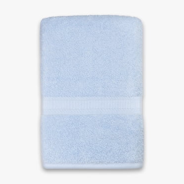 Mainstays Basics Solid Bath Towel, Soft & Durable, 100% Cotton, Light Blue