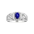 thumbnail image 1 of RYLOS Men's Rings 14K White Gold Classic 7X5MM Oval Gemstone & Diamond Ring Lapis September Birthstone Rings For Men Size 10, 1 of 7
