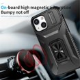 thumbnail image 2 of For iPhone 12 Mini Slim Fit Shockproof Hybrid with Slide Camera Cover & Rotated Ring Kickstand, [Military-Grade] Phone Case For iPhone 12 Mini 5.4",Black,For iPhone 12 Mini, 2 of 8