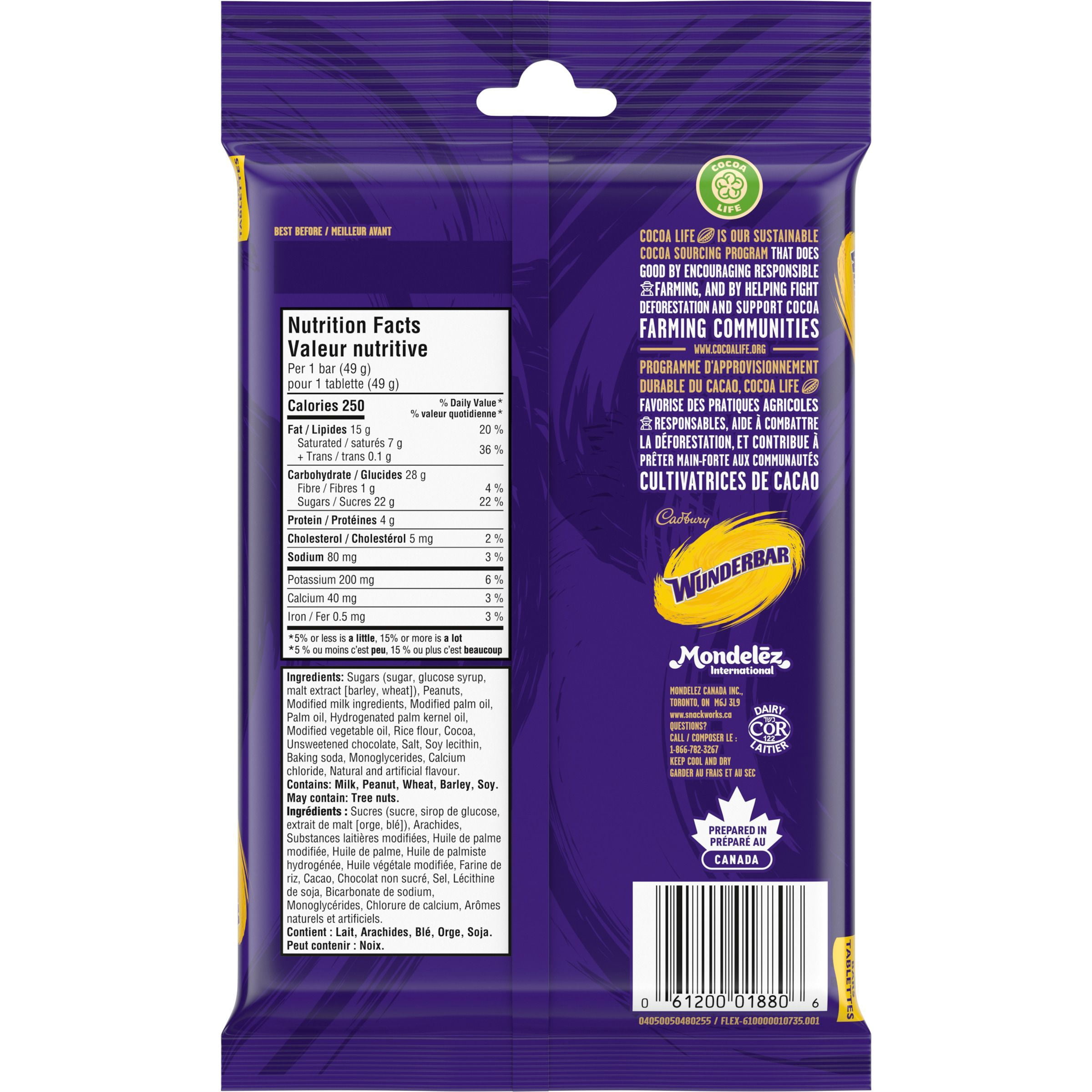 CADBURY WUNDERBAR Friandises à saveur de chocolat de, Friandises à saveur de chocolat en vrac, gâterie sucrée, emballage multiple (4 emballages)