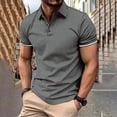thumbnail image 2 of Birdeem Mode Hommes Décontracté Coupe Ajustée Col Rabattu Couleur Unie Manches Courtes T-Shirt Hauts Blouse, 2 of 11