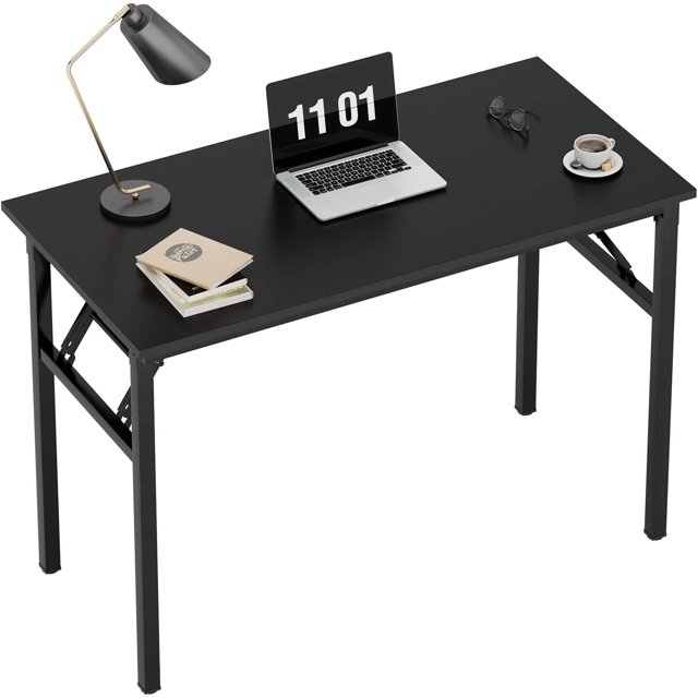 Folding Computer Desk Foldable Work Desk Table Writing Desk Folding Home Office Desk No to Assemble Teak&