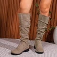 thumbnail image 1 of Babysbule Chaussures pour Femmes en Liquidation, Bottes Hautes à Enfiler pour Femmes à Talon Carré de Couleur Unie, Bottes Hauteur Genou à Bout Rond, 1 of 6