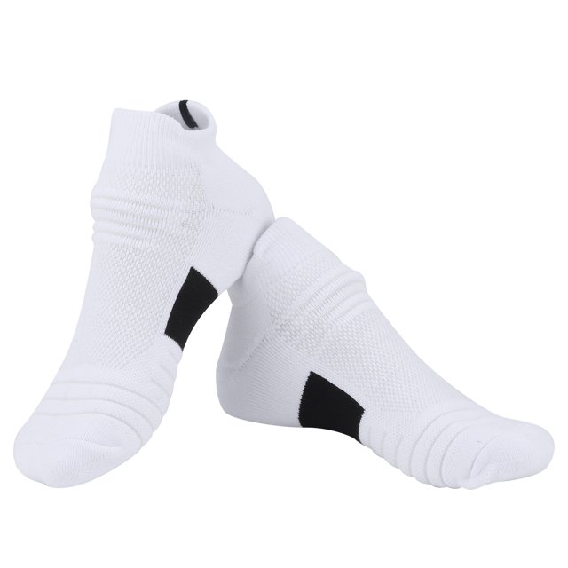 Chaussettes de Sport pour Course, Chaussettes Absorbant les Chocs Contraction Épaissie pour Réduire la Pression à la Cheville pour Exercice Blanc+noir