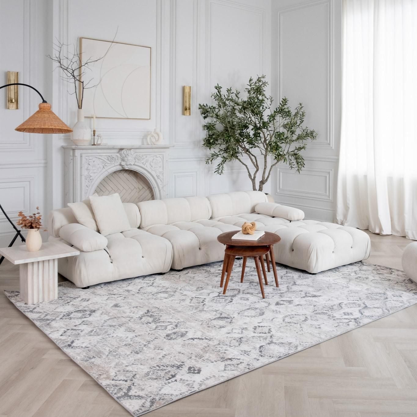 Tapis d'interieur Rug Branch Atlas Fractal, beige gris, moderne - Salon, chambre, salle a manger et cuisine