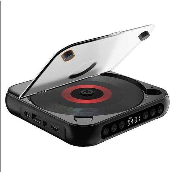 Birdeem Portable CD Player, Bluetooth Compatible and Rechargeable, Compact Size 5.3x5.3x1 Inches with HiFi Speakers, Timer and LCD Display for Home and Travel Use