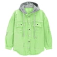thumbnail image 4 of RXMEKW Womens Shirts Casual, Solid Color Denim Jacket with Detachable Hood, 4 of 9
