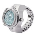 thumbnail image 1 of Finger Ring Watch Flip Up Cover Round Rose Flower Women Finger Quartz Watch(Blue ), 1 of 11
