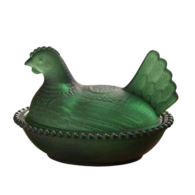 Small Glass Jars with Lids Glass Chicken Candy Tray with Lid Rural Candy Bowl for Snacks and Treats