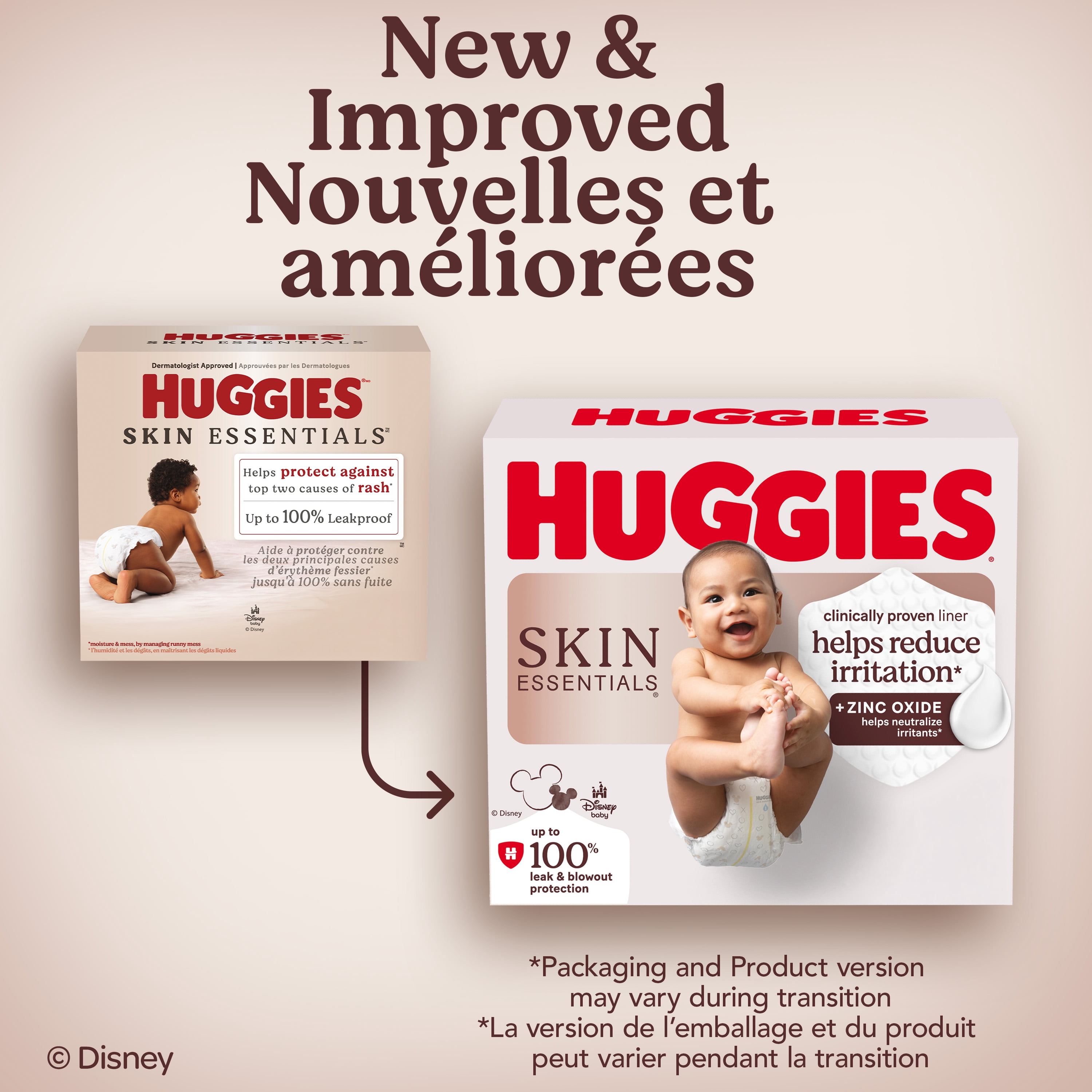 Couches pour bébé Huggies Skin Essentials, taille 6 (35+ lb), 108 couches