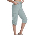 thumbnail image 2 of QATAINLAV Shorts Cargo pour Femmes Unis Décontractés Amples Athlétiques Joggers Pantalons Raccourcis Été Cordon Taille Élastique Bas Resserré Pantalons avec Poches Soldes Aujourd'hui Liquidation Bleu Clair m, 2 of 8