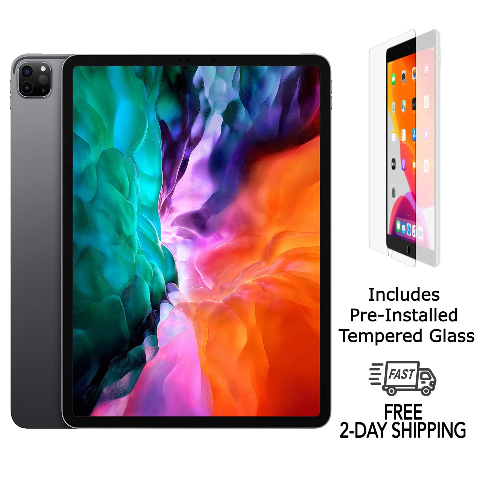 Refurbished Apple iPad Pro 12.9" (4th Gen) A2069 (WiFi + Cellular Unlocked) 256GB Space Gray (Grade A+) w/ Pre-Installed Tempered Glass
