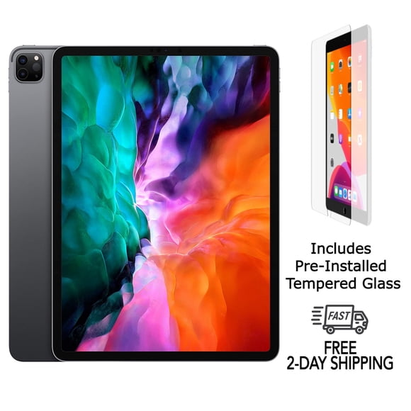 Refurbished Apple iPad Pro 12.9" (4th Gen) A2069 (WiFi + Cellular Unlocked) 512GB Space Gray (Grade A+) w/ Pre-Installed Tempered Glass