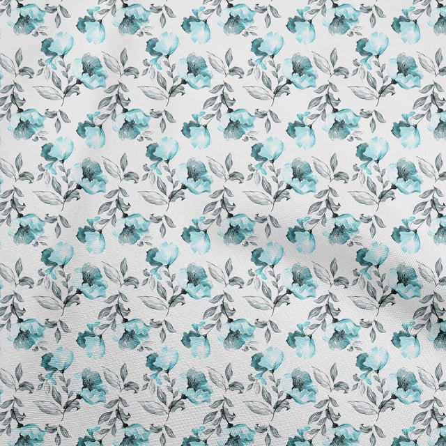 oneOone Polyester Spandex White Fabric Floral Craft Projects Decor Fabric Printed By The Yard 56 Inch Wide