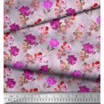 thumbnail image 2 of Soimoi Popeline de Coton Violette Tissu Imprimé Feuilles et Floral 1 Yard 56 Pouces de Large, 2 of 3
