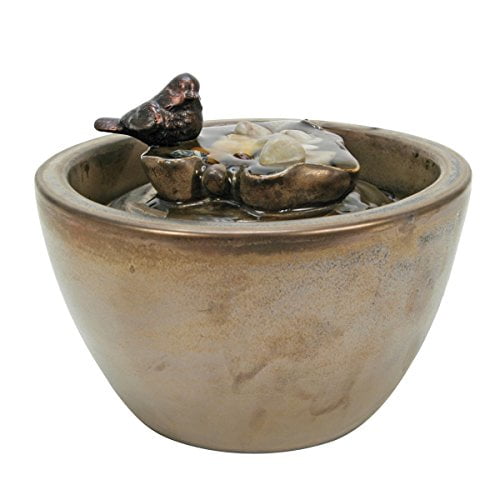 Foreside Home & Garden Foreside Bronze Leaf with Bird Fountain