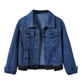 thumbnail image 1 of Yuyuzo Women's Oversized Denim Jacket Jean Long Sleeve Lapel Button down Spring Jacket Coat Outwear, 1 of 7